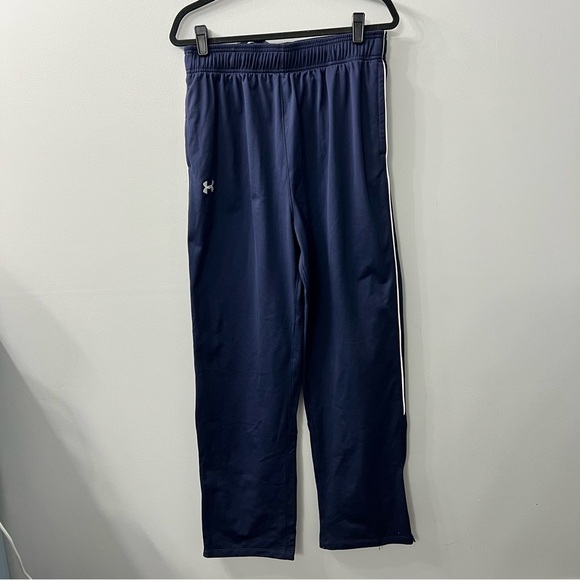 Under Armour Navy Atheltic Loose Fit Pants Zipper Bottoms Large - Picture 1 of 7